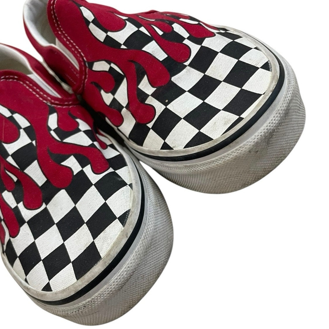 Vans Red Blood Drip B&W Checkered Canvas Slip On Sneakers