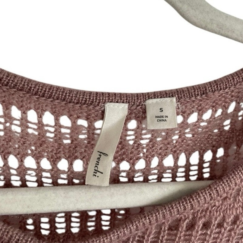 Frenchi Shimmery Pink Long Sleeve Loose Knit Long Blouse