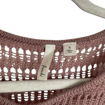 Frenchi Shimmery Pink Long Sleeve Loose Knit Long Blouse