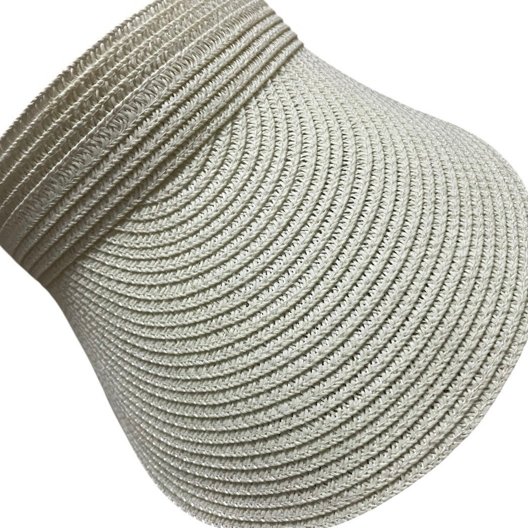 NWOT Cream Woven Paper Sun Visor Hat