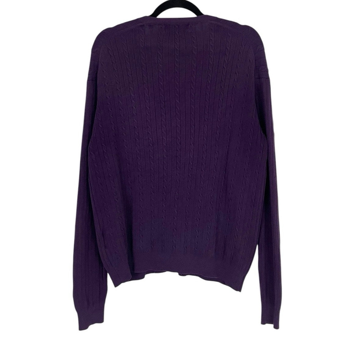 Descente Vintage Purple Cable Knit V-Neck Sweater