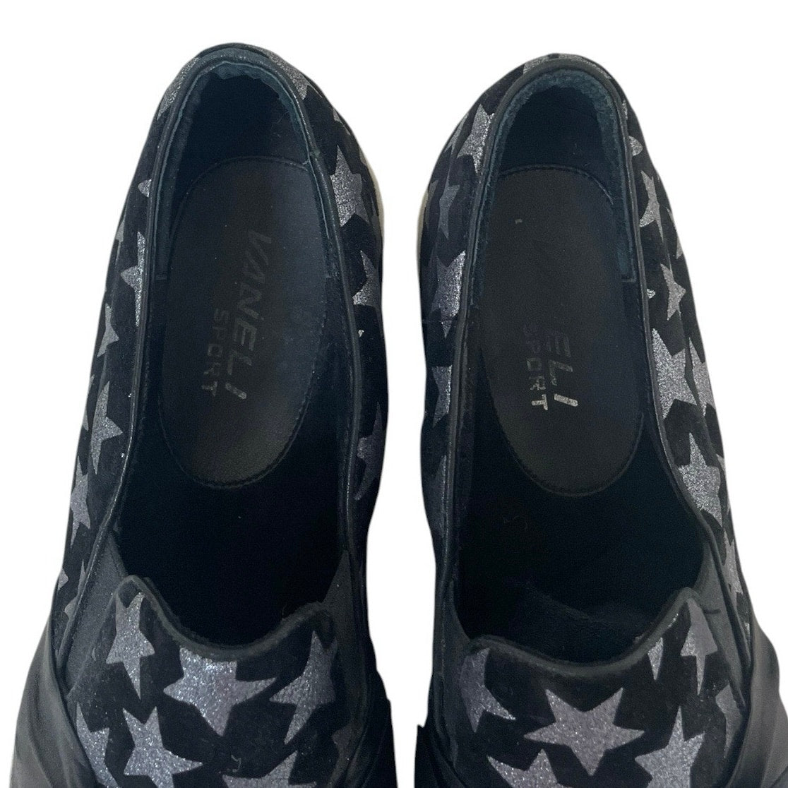 Vaneli Sport Black & Silver Star Print Slip On Sneakers
