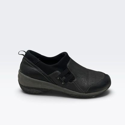Jambu Black All Terra Design Floral Embossed Comfort Shoes
