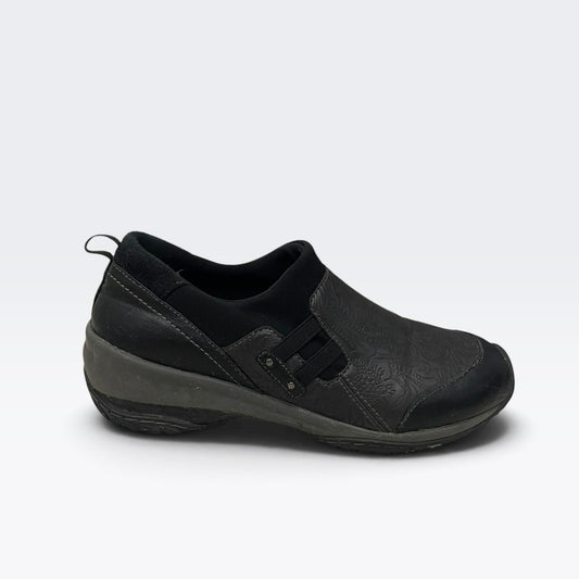 Jambu Black All Terra Design Floral Embossed Comfort Shoes