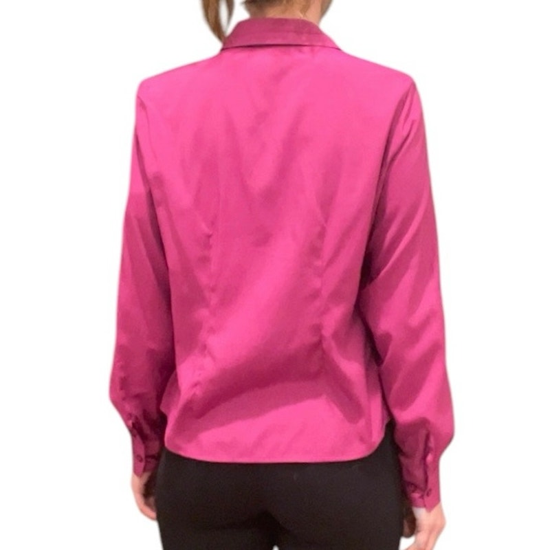 Joanna Vintage Vibrant Magenta Long Sleeve Button Down Blouse