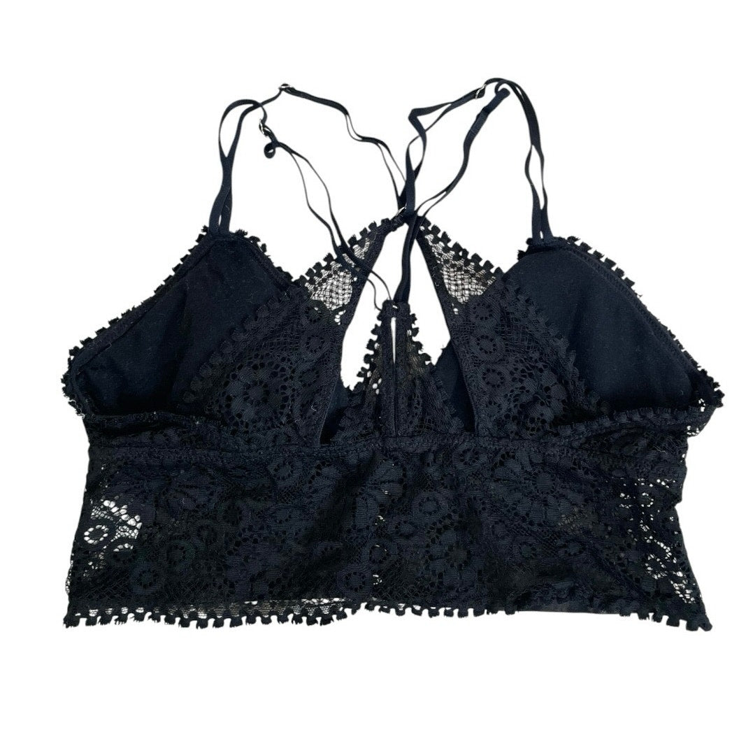 Aerie Black Lace Strappy Back Triangle Padded Bralette