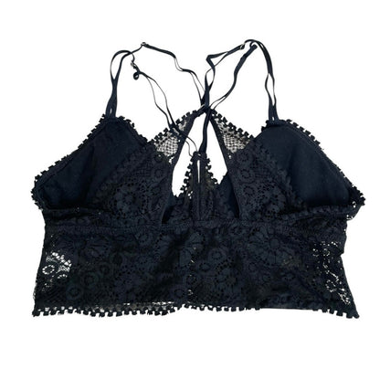 Aerie Black Lace Strappy Back Triangle Padded Bralette
