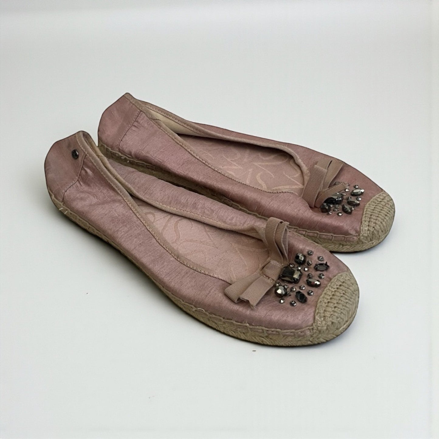 Simply Vera Vera Wang Svorla Pink Rhinestone Beaded Embellished Bow Flats