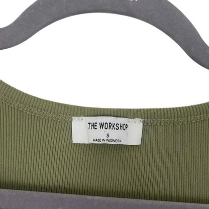 The Workshop Green Ribbed Cropped Tank Top