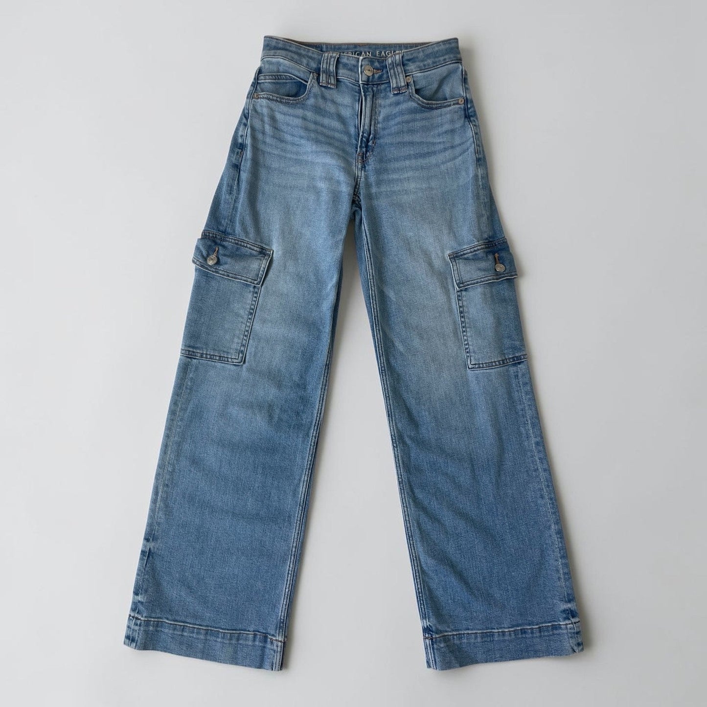 American Eagle Super High Rise Baggy Wide Leg Stretch Jeans