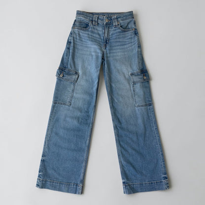 American Eagle Super High Rise Baggy Wide Leg Stretch Jeans