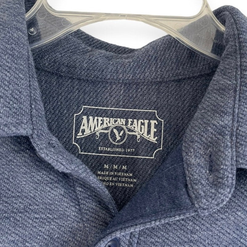 American Eagle Mens Blue Soft Button Down Long Sleeve Top