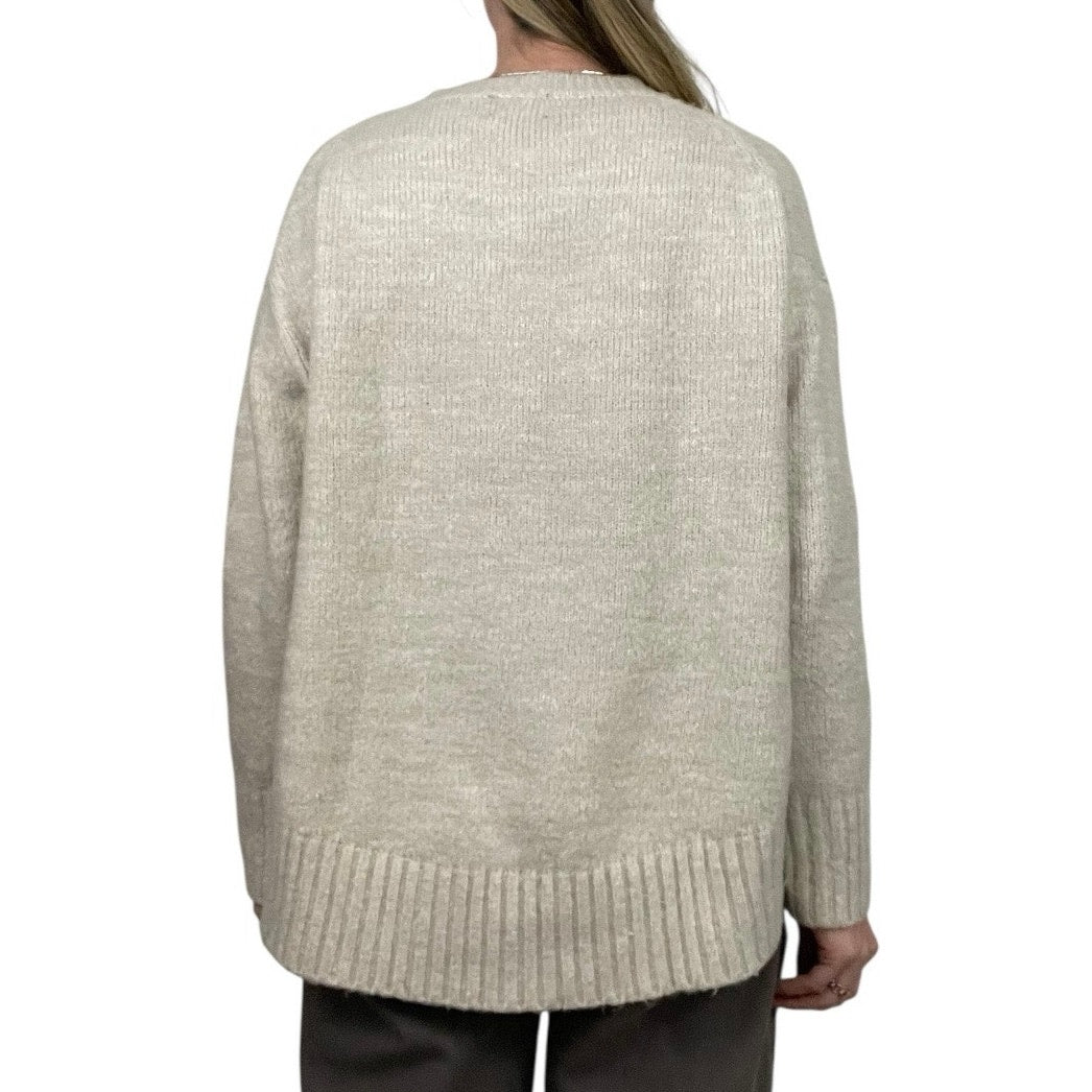 Zara Knit Cream Crewneck Sweater