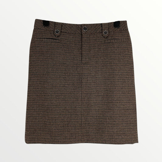 Eddie Bauer Brown Houndstooth Wool Skirt