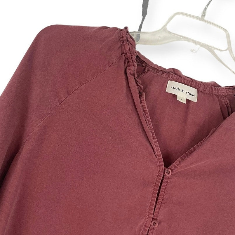 Cloth & Stone Burgundy Long Sleeve Button Down Blouse