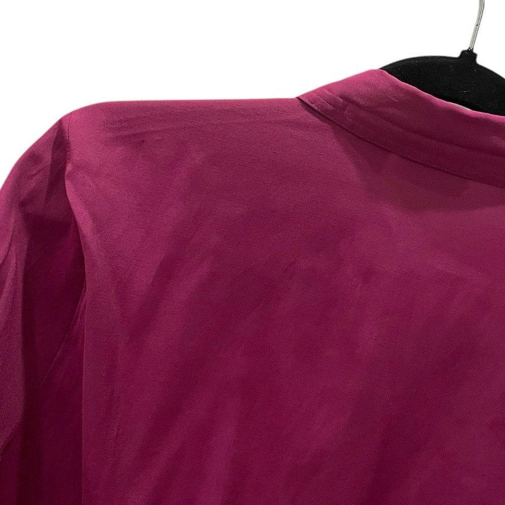 Joanna Vintage Vibrant Magenta Long Sleeve Button Down Blouse