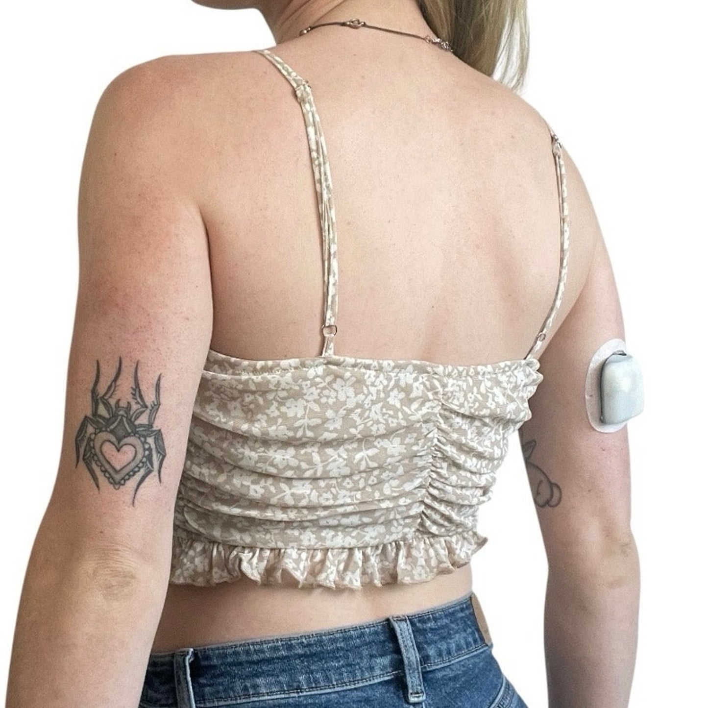 Lelis Floral Ruched Cinched Cropped Tie Front Tank Top