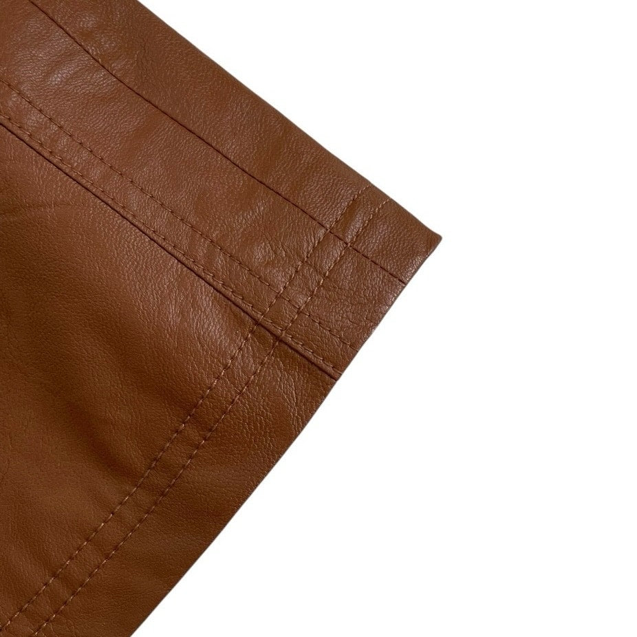 Free People Brown Faux Leather Wrap Mini Skirt