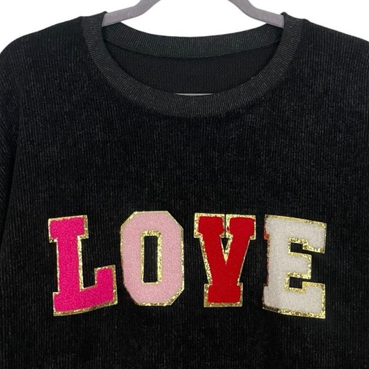 Black Ribbed Knit LOVE Sweater