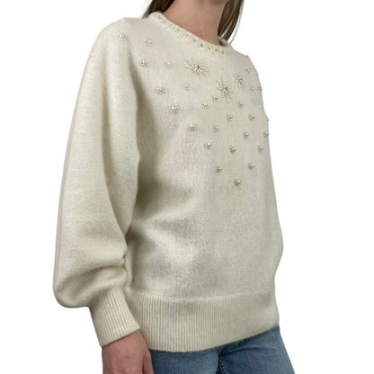 Eddie Dassin Vintage Cream Knit Embroidered Sweater
