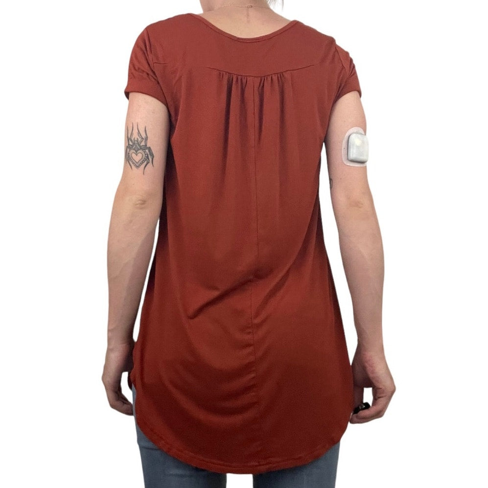 Angie Burnt Orange Soft Short Sleeve Blouse