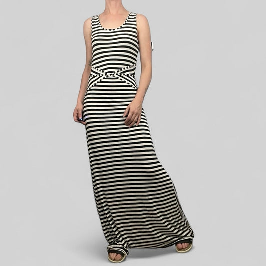Style & Co. Black & White Striped Maxi Dress