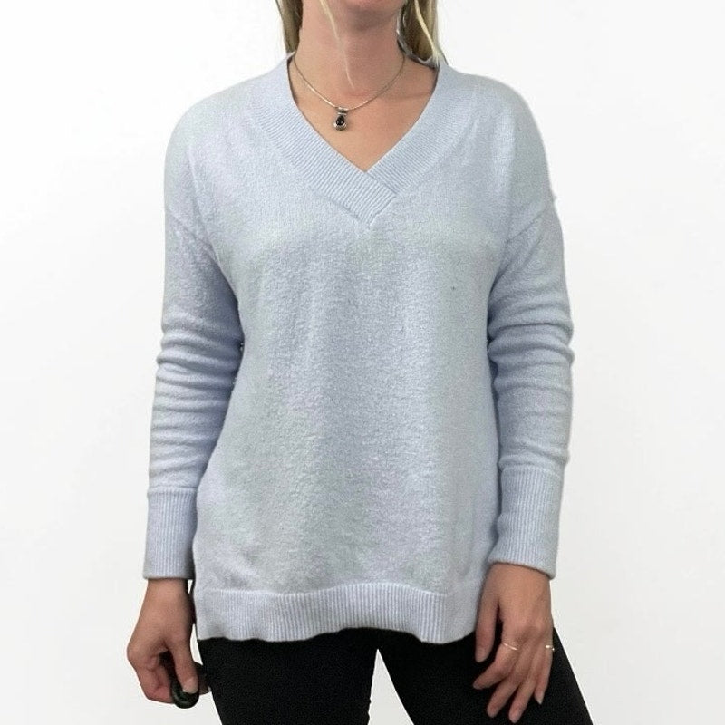 LOFT Light Blue V-Neck Knit Sweater
