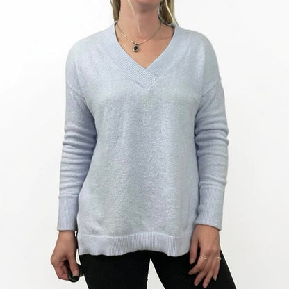 LOFT Light Blue V-Neck Knit Sweater