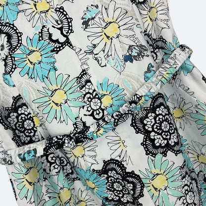 Doncaster Blue & Yellow Floral Print Dress with Matching Belt