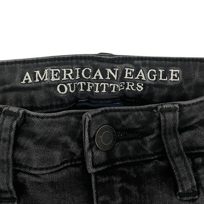 American Eagle Distressed Black Super Stretch Super Hi-Rise Jegging