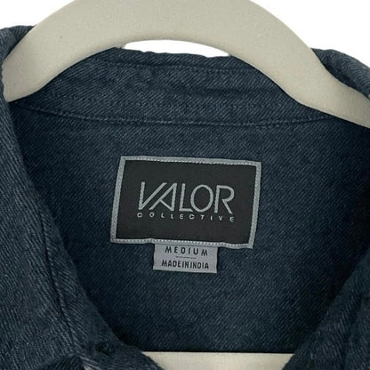 Valor Mens Dark Blue Long Sleeve Button Down Shirt