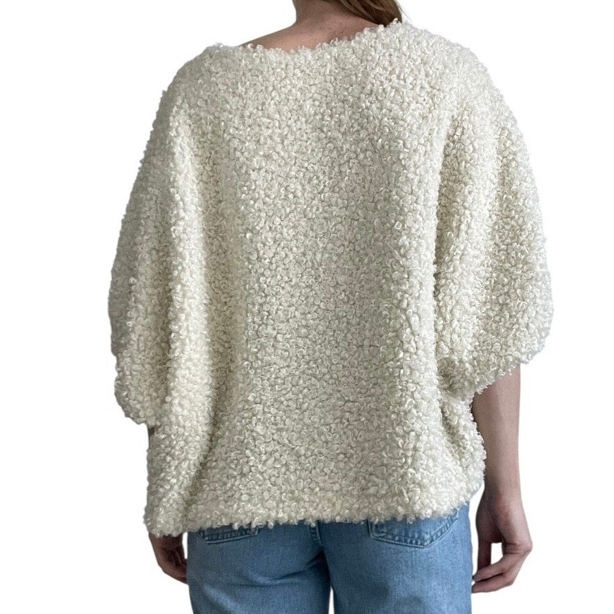 Anna Grace Cream Soft Fluffy Half Sleeve Oversized Top