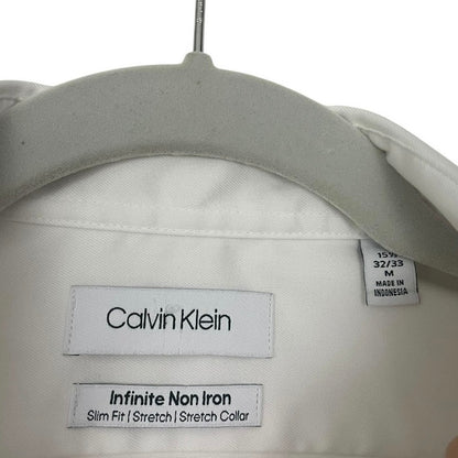 Calvin Klein Mens White Slim Fit Button Down Dress Shirt