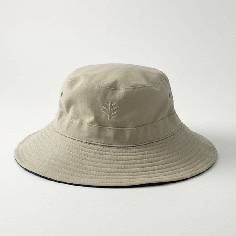 Reversible Navy Blue & Beige Bucket Hat