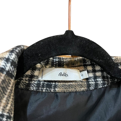Adika Beige and Black Plaid Button Down Jacket