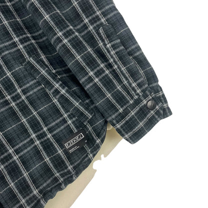 Ezekiel Mens Grey Plaid Flannel Fleece Lined Button Down Jacket
