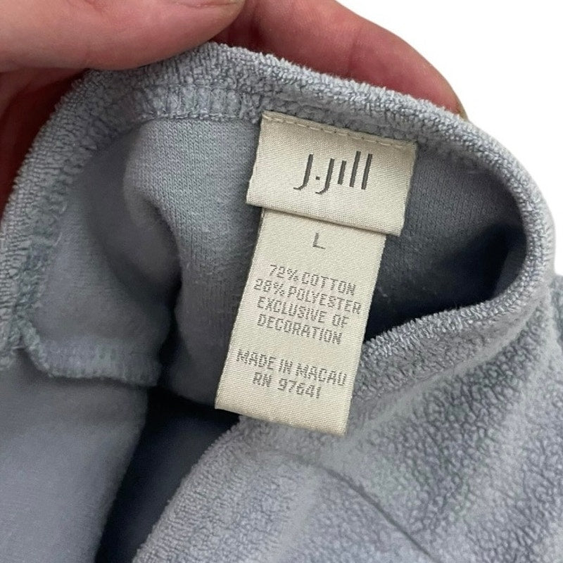 J.Jill Blue Fleece Winter Embroidered Cuff Turtleneck Sweater