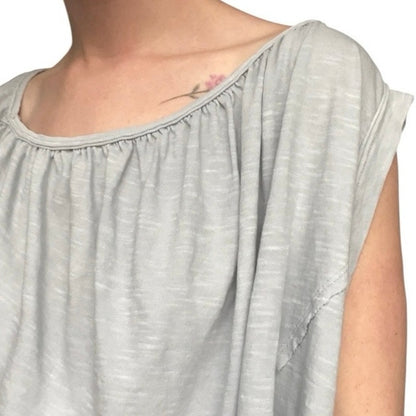 We The Free Light Blue Asymmetrical Scoop Neck Blouse