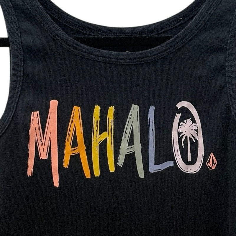 Volcom Black Mahalo Rainbow Palm Tree Graphic Tank Top