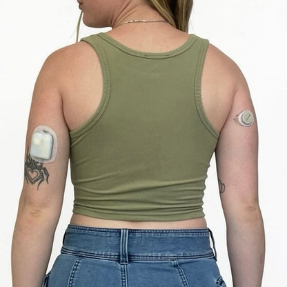 The Workshop Green Ribbed Cropped Tank Top