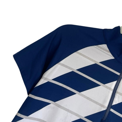 EP New York Navy Blue & White Striped Quarter Zip Active Short Sleeve Polo Shirt