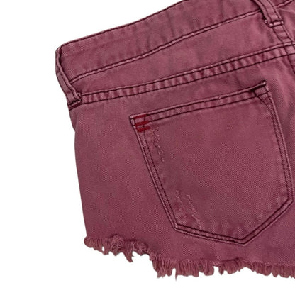 BDG Pink Distressed Low Rise Dolphin Mini Denim Shorts