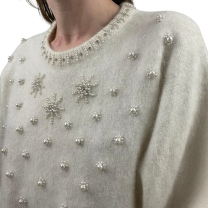 Eddie Dassin Vintage Cream Knit Embroidered Sweater