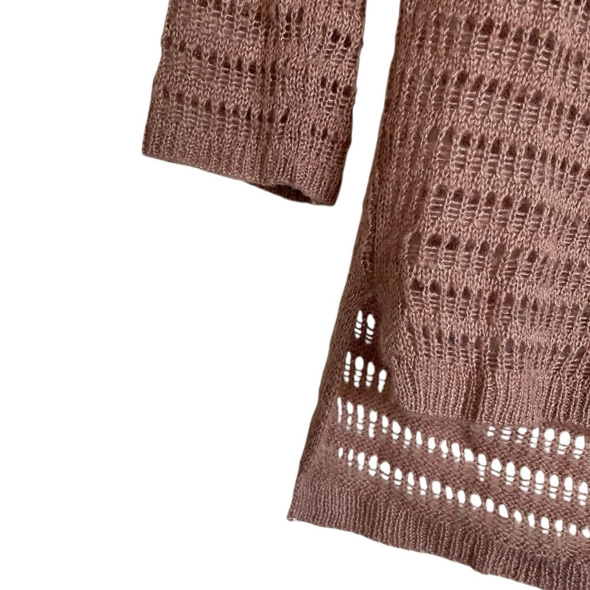 Frenchi Shimmery Pink Long Sleeve Loose Knit Long Blouse
