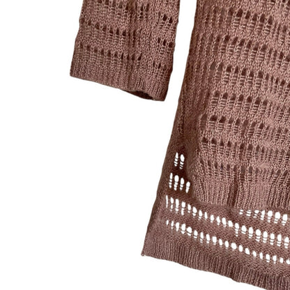 Frenchi Shimmery Pink Long Sleeve Loose Knit Long Blouse