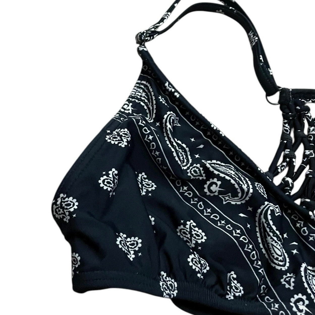 Metal Mulisha MCMXCIX Black & White Paisley Boho Strappy Racerback Bikini Top