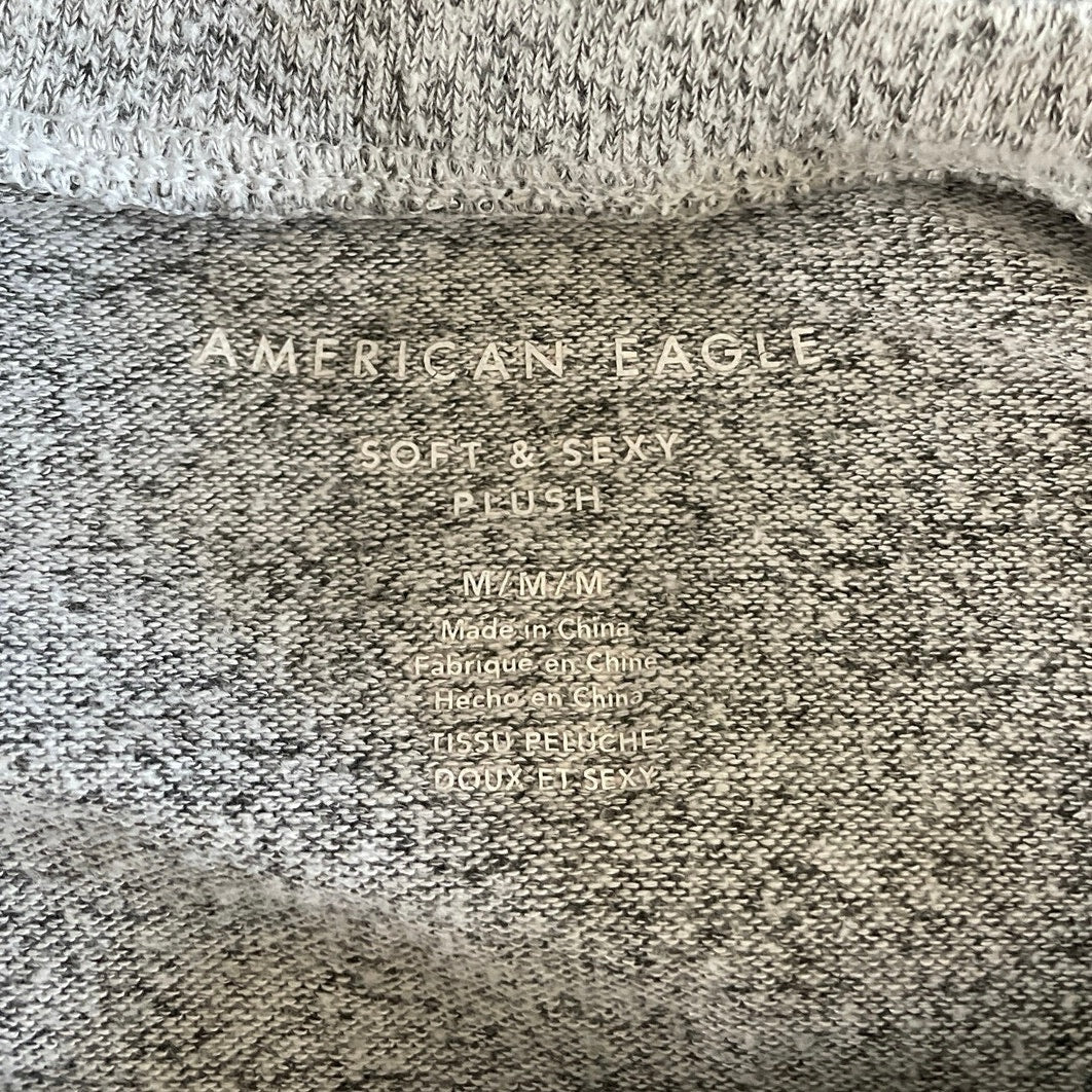 American Eagle Outfitters Soft & Sexy Plush Grey Crewneck Long Sleeve Long Top