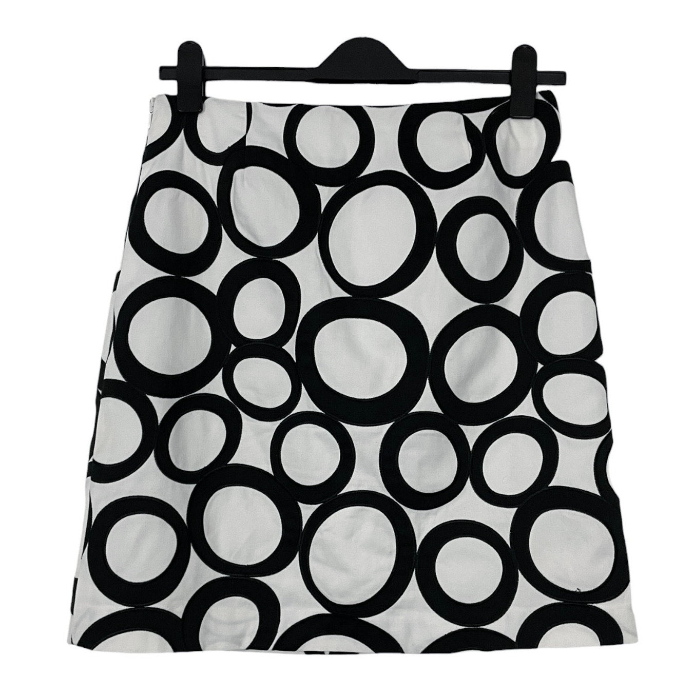 Doncaster Black & White Geometric Circle Print A-Line Skirt