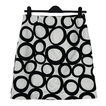 Doncaster Black & White Geometric Circle Print A-Line Skirt