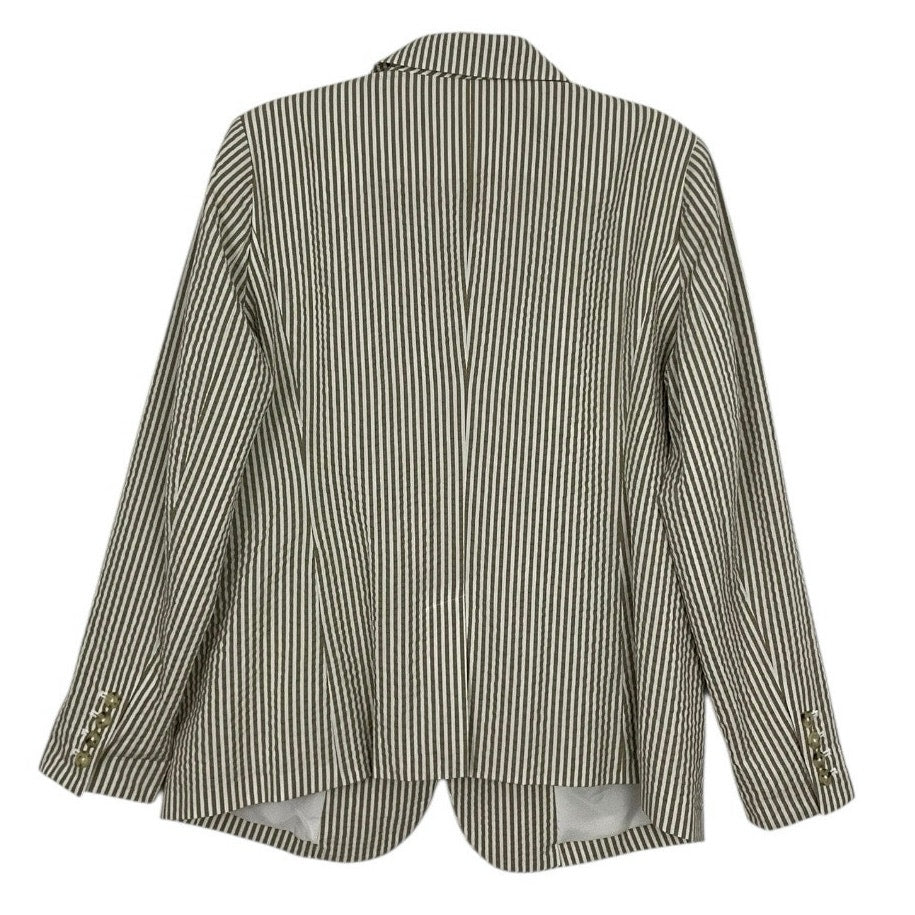 A New Day Beige & White Striped Button Down Blazer